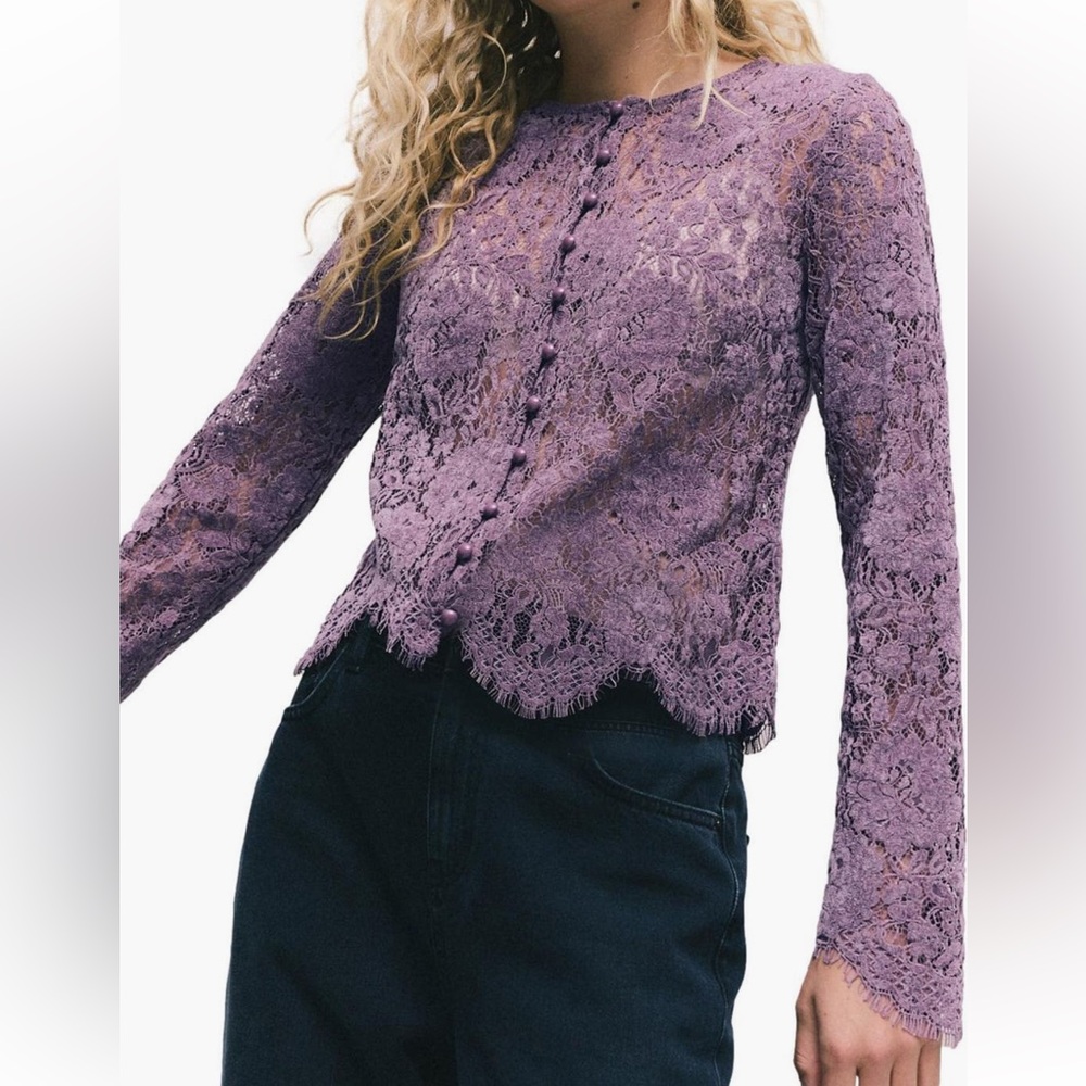 Next Lace Button Up Top